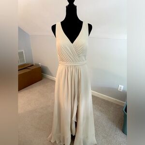 JJ’s House A-line V-Neck Floor-Length Chiffon Bridesmaid Dress With Bow